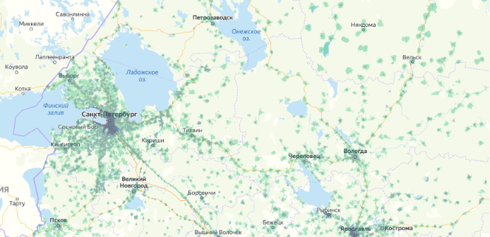 Зона покрытия МТС на карте Боровск 